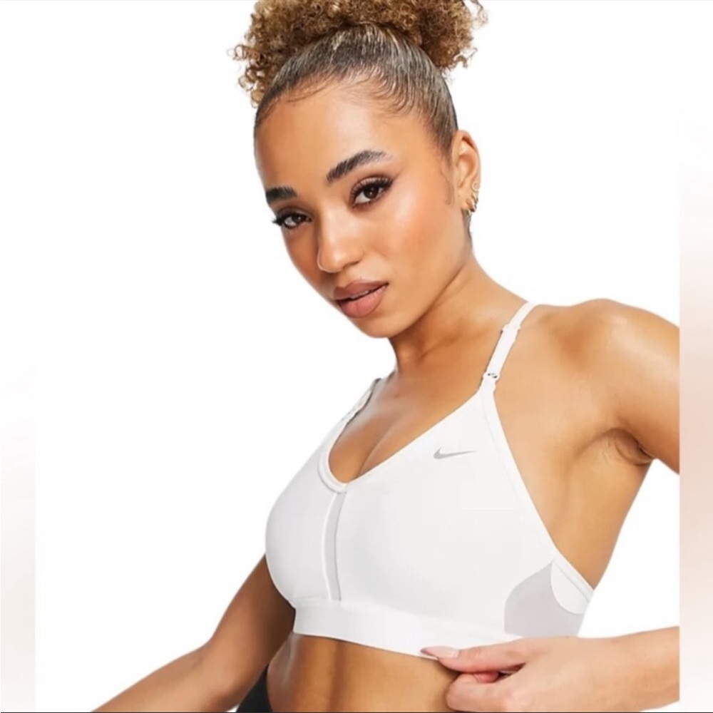 Nike Indy Women's Medium Light-Support Padded V-Neck Sports Bra White